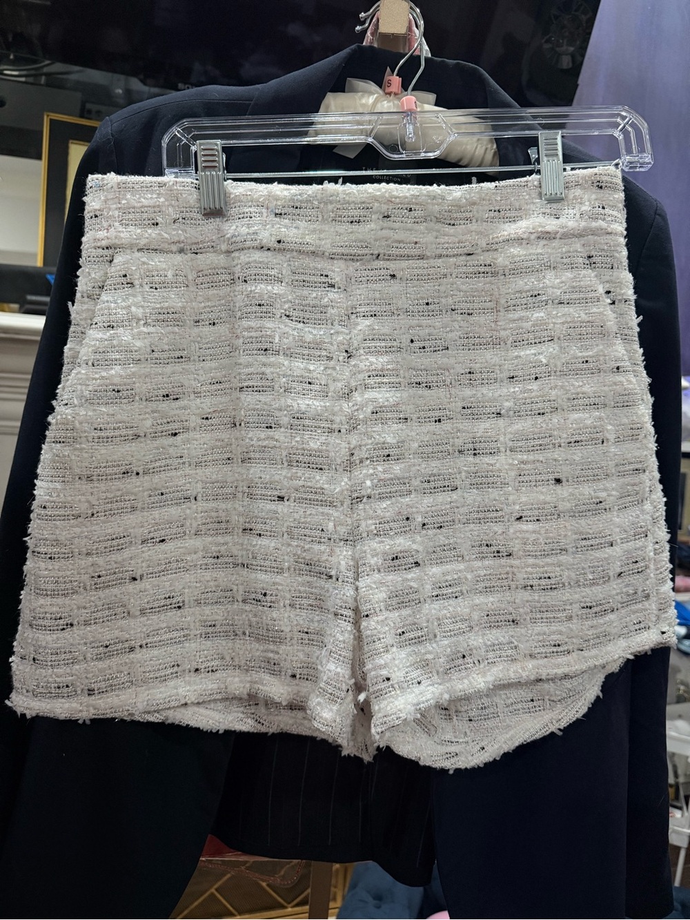 Misa Los Angeles White Bouclé High-Waist Shorts